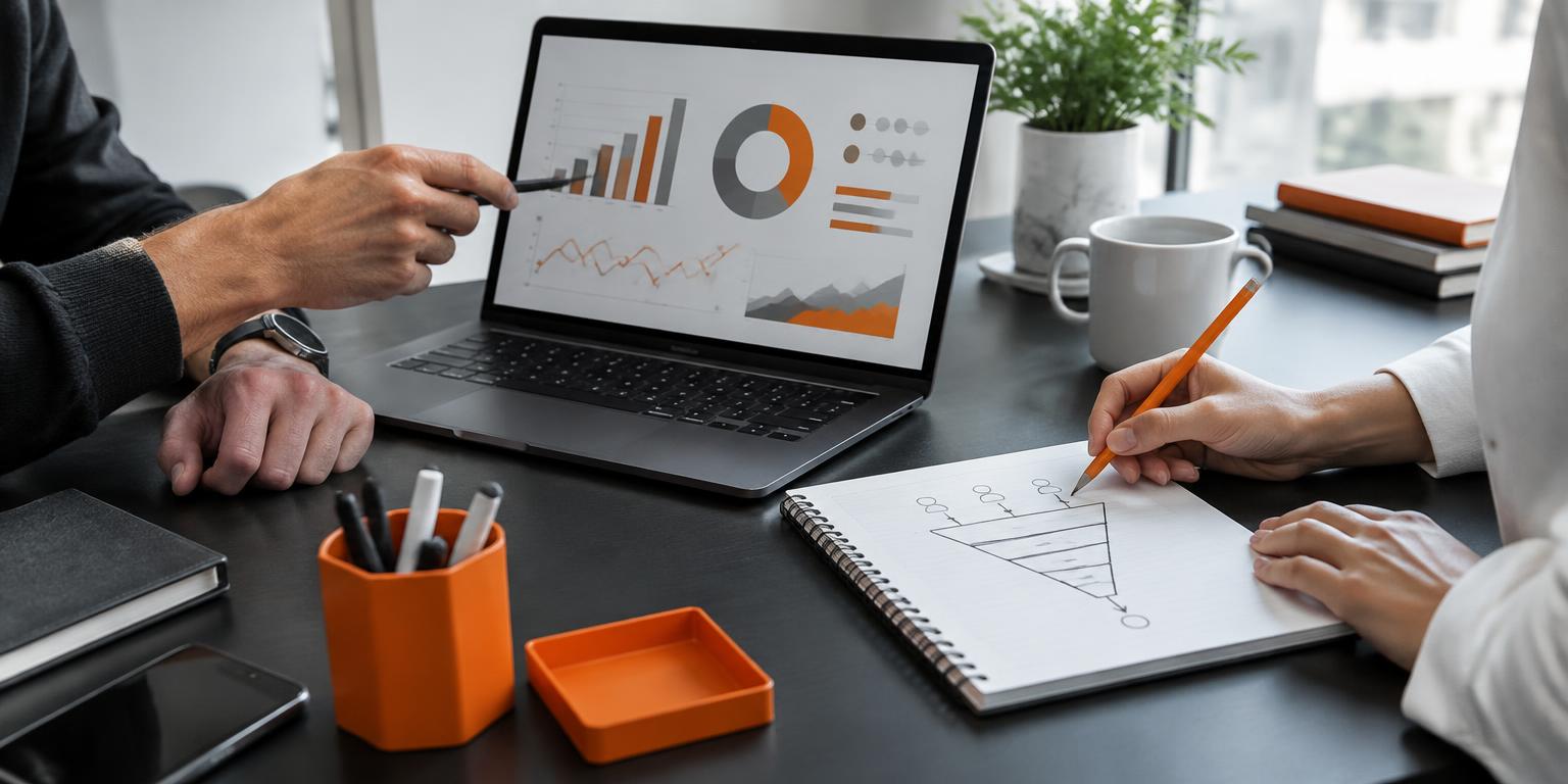 Planejamento de campanhas e oportunidades de vendas em uma mesa de trabalho